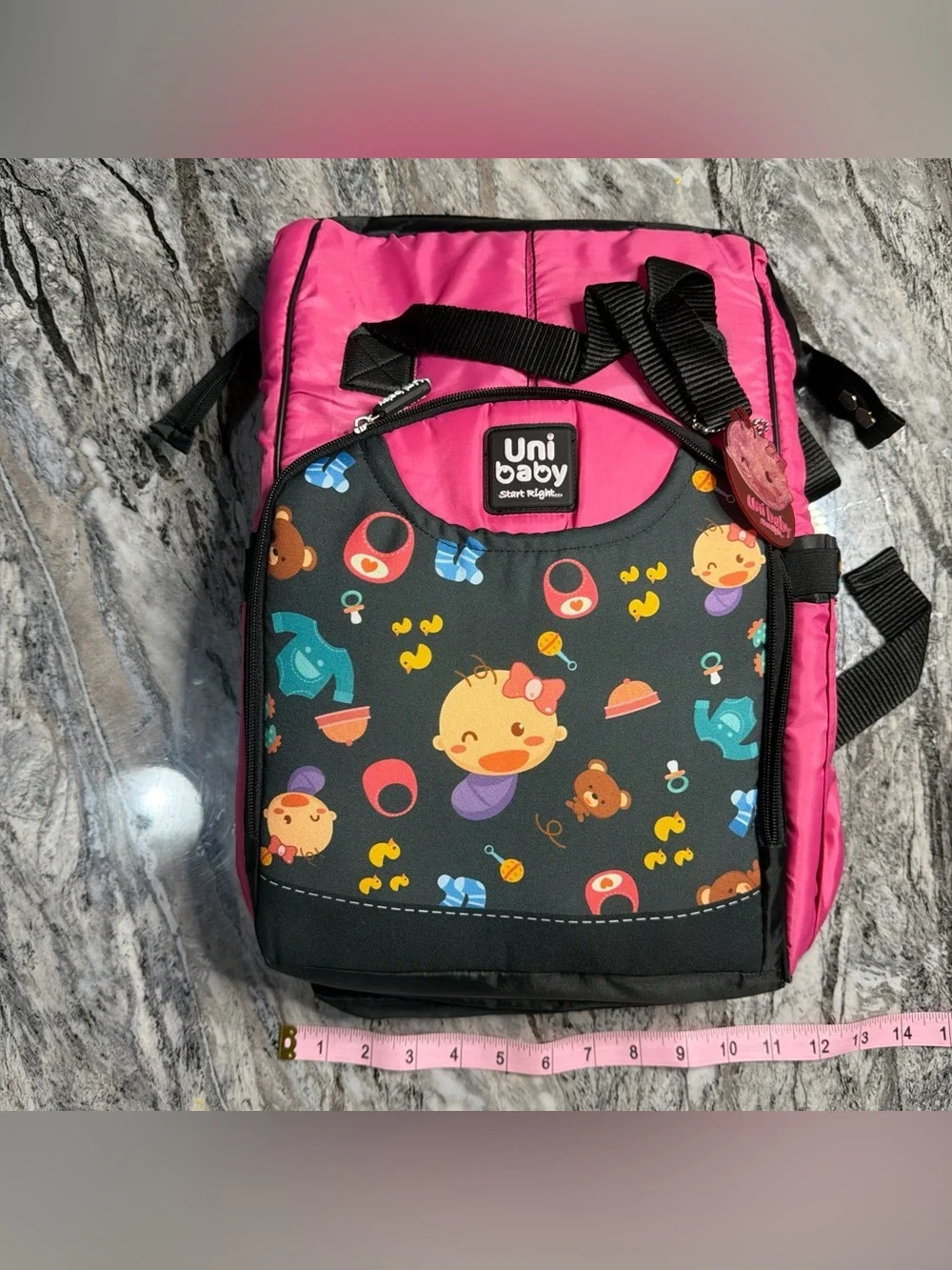 Pink Baby Print Backpack - Girls Diaper Bag